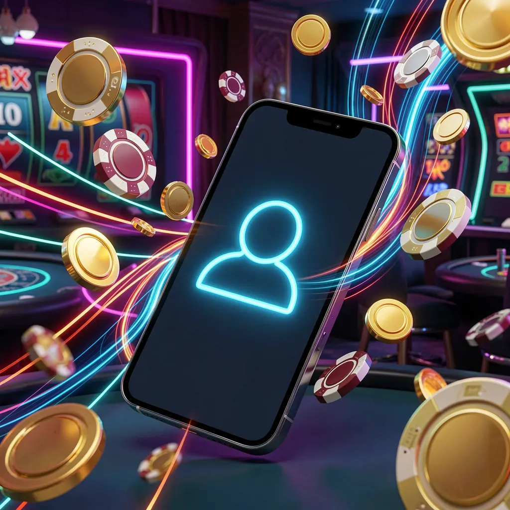 899OK fast casino login banner featuring a smartphone with a bright user icon, speed light trails, and golden coins and chips flying around in a modern neon casino style